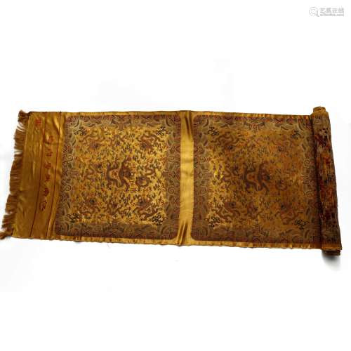 Qing Dynasty,Palace Brocade Nine Dragons Curtain Pattern Pic...