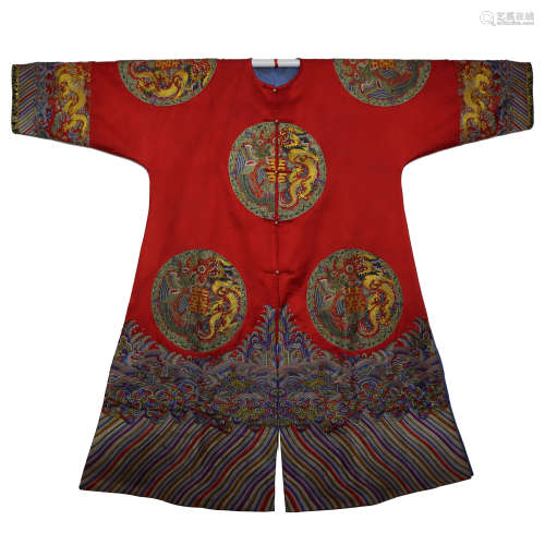 Qing Dynasty,Guangxu Women's Gown With Prosperity Brought By...