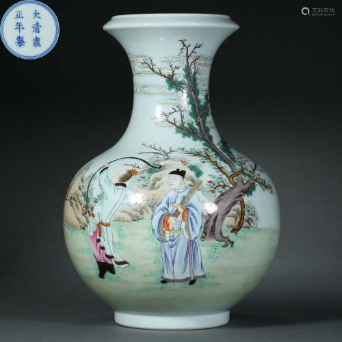 Qing Dynasty,Famille Rose Character Appreciation Bottle