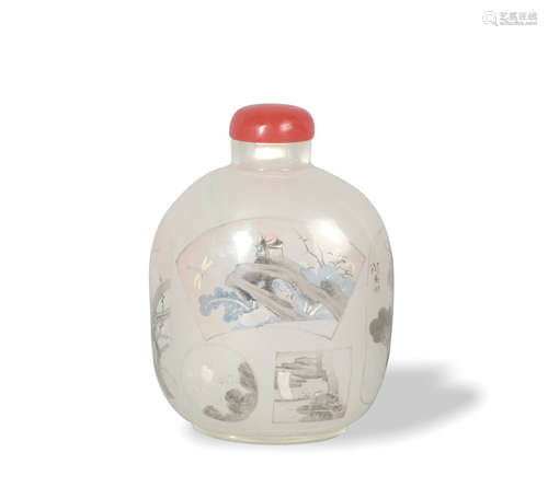 Large Chinese Inside-Painted Snuff Bottle by Yan Yutian