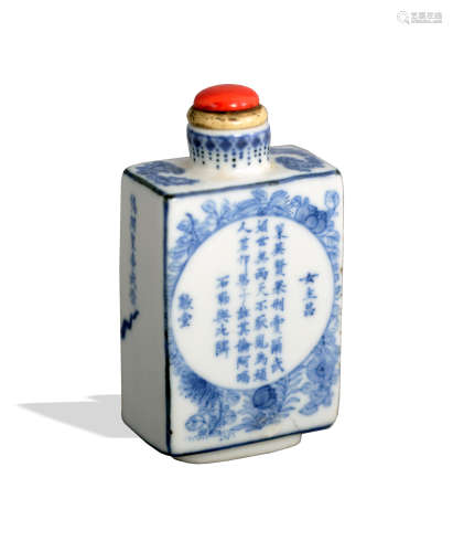 Chinese Blue and White Snuff Bottle, 19th Century