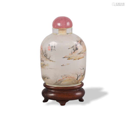 Chinese Inside-Painted Glass Snuff Bottle by Bai