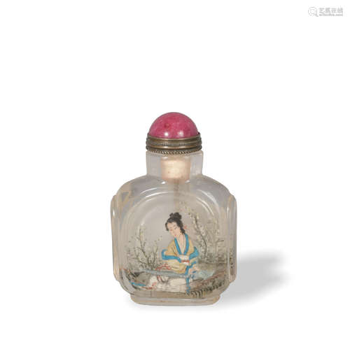 Chinese Inside-Painted Crystal Snuff Bottle by Xue