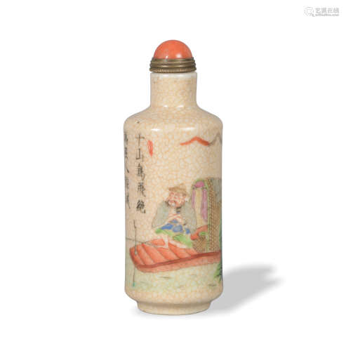 Chinese Famille Rose Ge Glazed Snuff Bottle, Early 19th