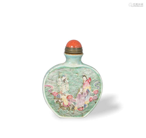 Chinese Carved Famille Rose Snuff Bottle, 19th Century