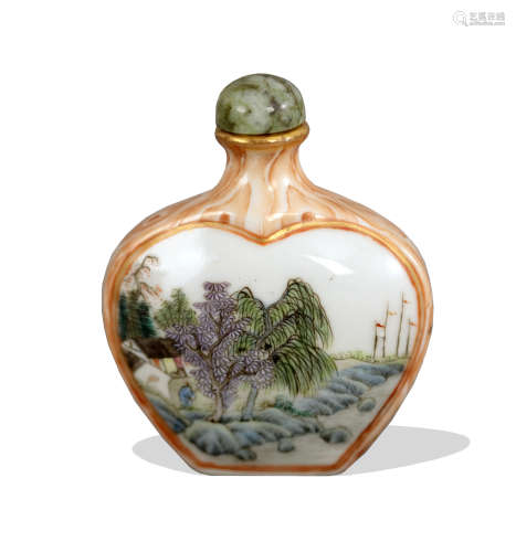 Chinese Famille Rose Faux Wood Snuff Bottle, 19th