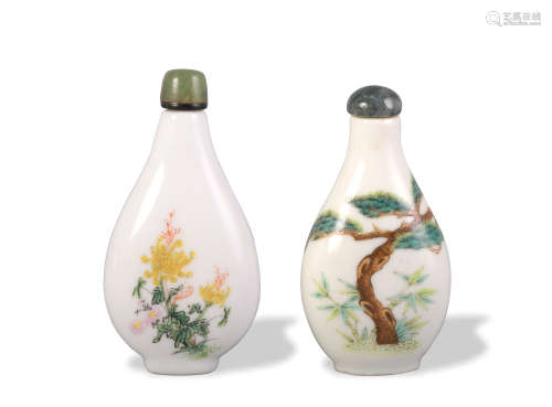 2 Chinese Famille Rose Snuff Bottles, 19th Century