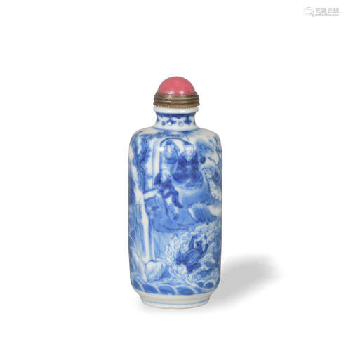 Chinese Blue and White Mythical Flood Snuff Bottle,