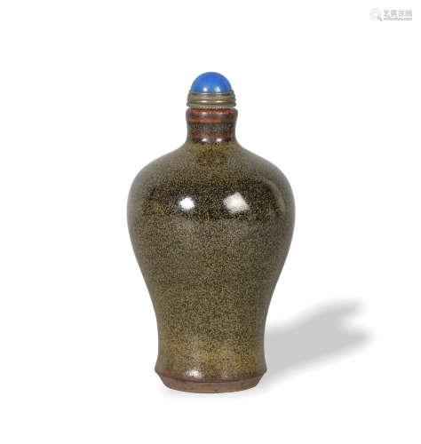 Chinese Teadust Glazed Meiping Snuff Bottle, 18th