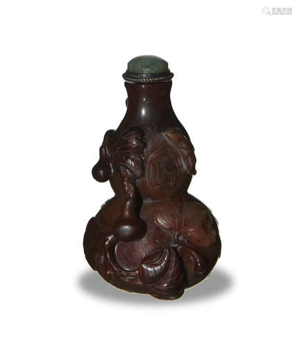 Chinese Carved Stone Hulu-Form Snuff Bottle, 19th