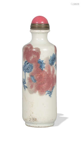 Chinese Blue and White Underglaze Red Dragon Snuff