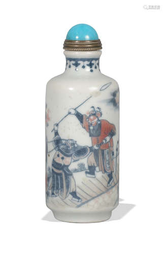 Chinese Blue and White Underglaze Red Snuff Bottle,