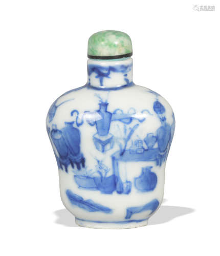 Chinese Blue and White Hundred Antiques Snuff Bottle,