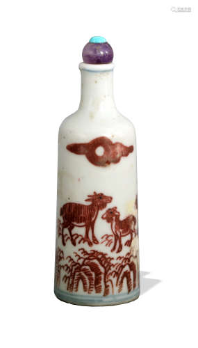 Chinese Underglaze Red Snuff Bottle, 19th Century