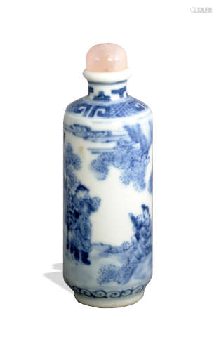 Chinese Blue and White Landscape Snuff Bottle, 19th