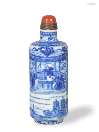 Chinese Blue and White Snuff Bottle, 19th Century