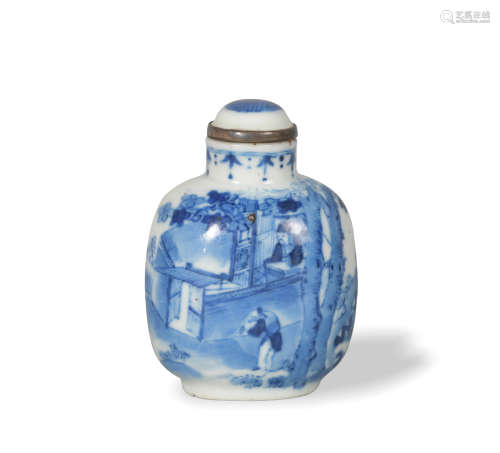 Chinese Blue and White Snuff Bottle, 19th Century