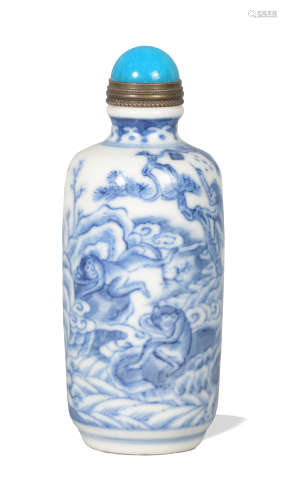 Chinese Blue and White Landscape Snuff Bottle with