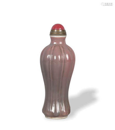Chinese Red Glazed Lobed Snuff Bottle, 19th Century