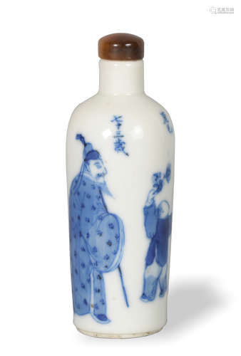 Chinese Blue and White Snuff Bottle, 19th Century