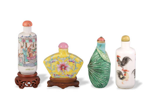4 Assorted Chinese Snuff Bottles, 19th Century
