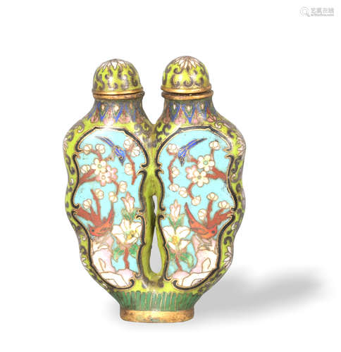 Chinese Cloisonne Double Vases Snuff Bottle, Republic