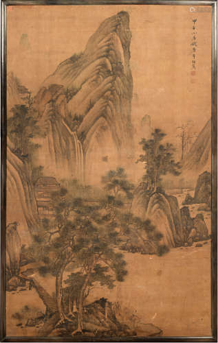Chinese Landscape Painting on Silk by Gan Jin