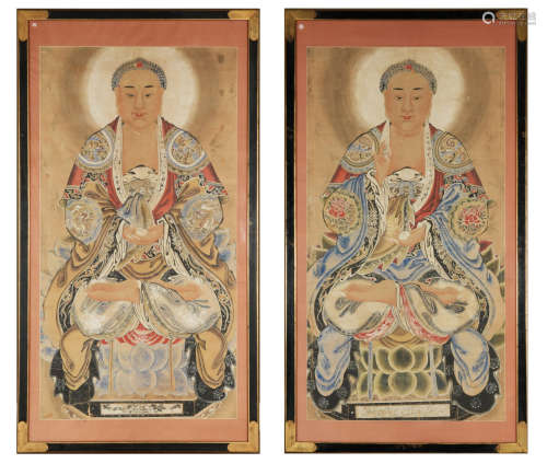 2 Large Chinese Buddhist Paintings, 19th Century