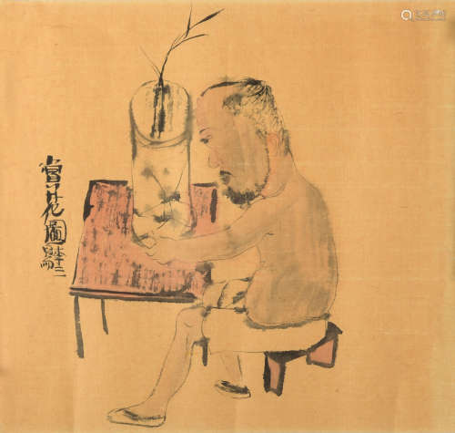 Chinese Painting of a Man with Bamboo by Li Jin