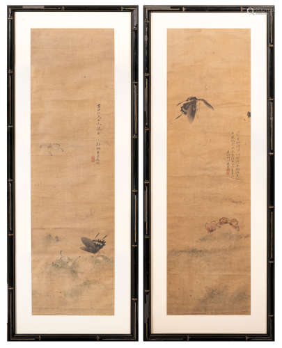 Pair of Chinese Butterfly Paintings, Wu Tingzheng