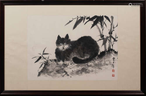 Chinese Painting of Cat, Huang Junbi