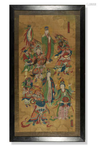 Large Chinese Religious Painting, 18th Century or