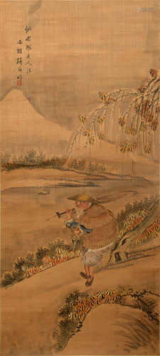 Chinese Painting of a Fisherman Attributed to Gu Luo