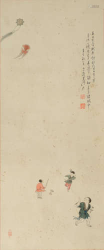Chinese Painting of Playing Children by Pu Ru