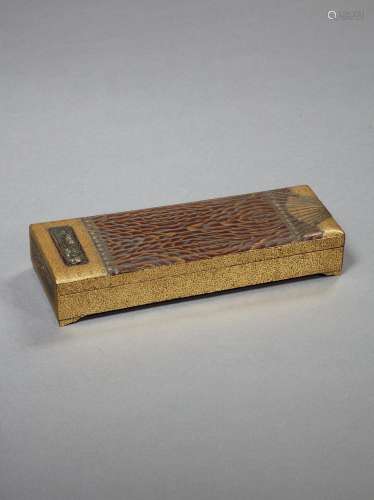 A LACQUER WRITING BOX ( SUZURIBAKO ) IN SHAPE OF A KOTO (JAP...
