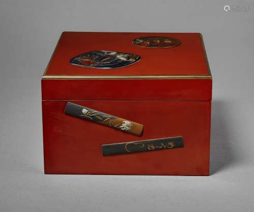 A RED LACQUER BOX ( TEBAKO )