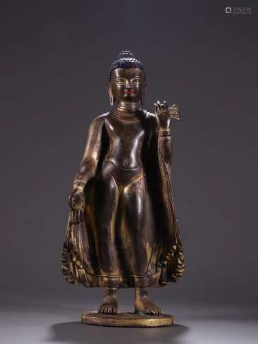 清銅鎏金釋迦摩尼立像