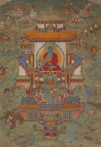 A PAINTING OF THE MEDICINE BUDDHA PURELAND