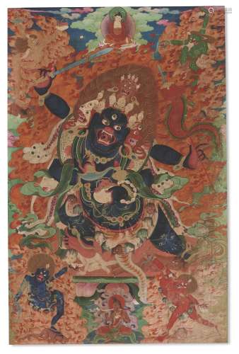 A LARGE PAINTING OF CHATURMUKHA MAHAKALA