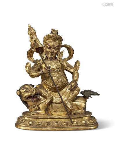 A GILT-BRONZE FIGURE OF VAISHRAVANA