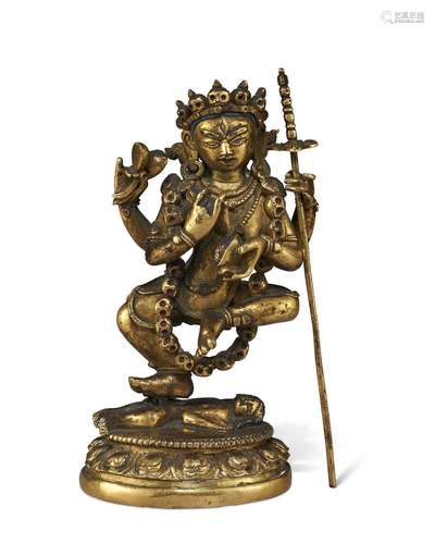 A SMALL GILT-BRONZE FIGURE OF VAJRA NAIRATMYA