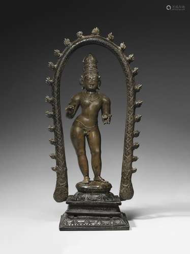 A RARE AND IMPORTANT BRONZE FIGURE OF SAMBANDAR