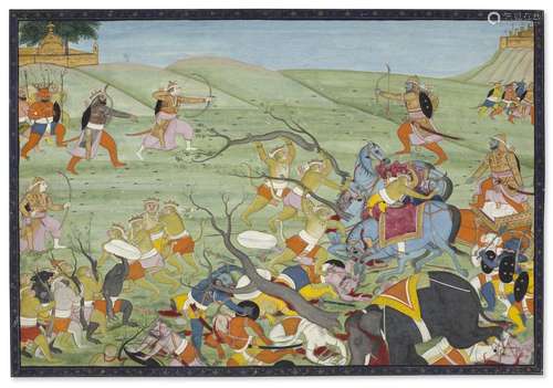 A PAINTING FROM THE 'SECOND GULER' RAMAYANA SERIES: ...