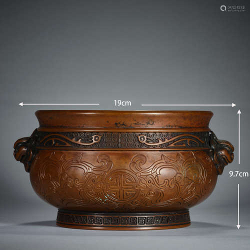 Beast Ear Inscription Incense Burner   兽耳铭文香炉