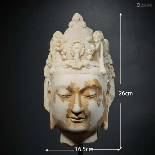 Stone carved Buddha head  石雕佛头