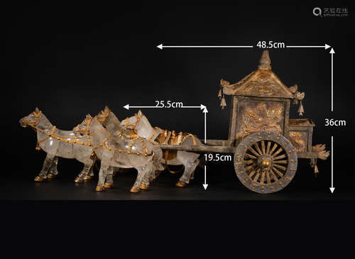 Crystal Horse-Drawn Silver Gilt Carriage   水晶马拉银鎏金马车