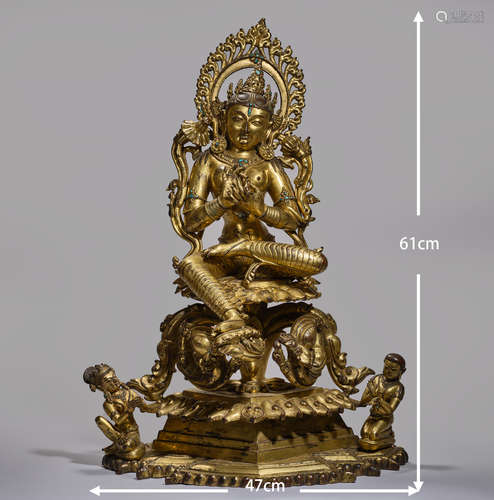 Green Tara seated statue   绿度母坐像