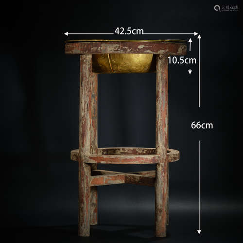 Buddhist golden water basin wooden frame   佛教金水盆木架