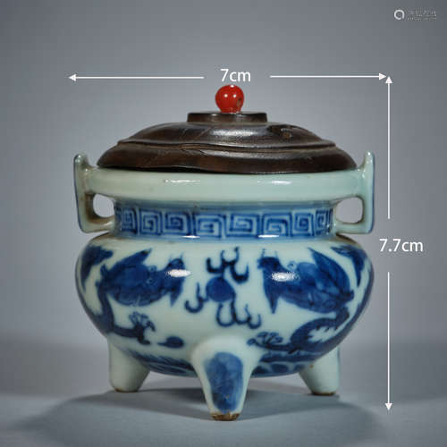 Double Dragon Play Bead Incense Burner  双龙戏珠香炉