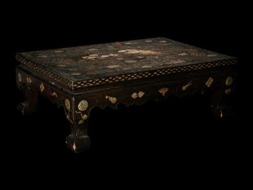 A Korean Mother-of-Pearl and Shagreen Inlaid Brown Lacquered...